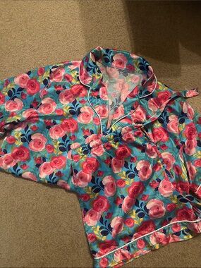 Jane Marie Daring Floral Satin Pajama Short Set – Women’s XL
